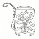 jasmin flowers inside lightbulb guarded by iron gates tattoo design idea