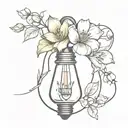 jasmin flowers inside lightbulb guarded by iron gates tattoo design idea