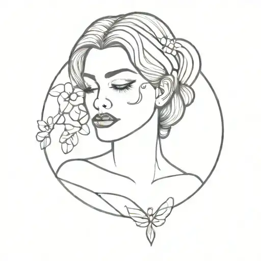Divine fem, queer woman tattoo design idea