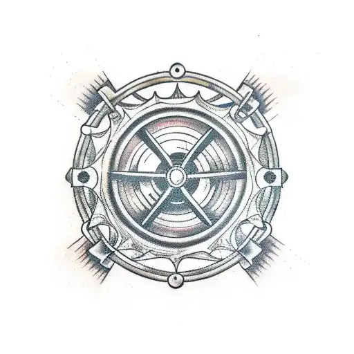ship wheel tattoo design idea