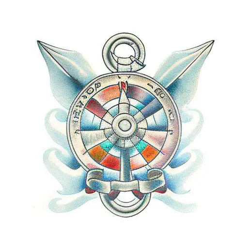 ship wheel tattoo design idea
