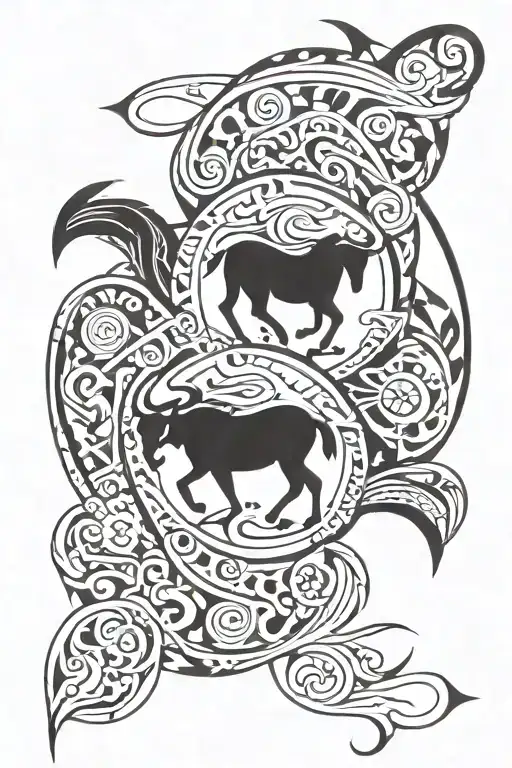 Sagittarius and Aries signs growing tattoo design idea