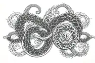 infinite sign of twin ouroboros dragon wrapped tattoo design idea