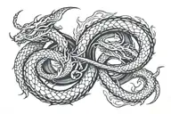 infinite sign of twin ouroboros dragon wrapped tattoo design idea