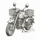 Combine a moped with elements of farming tools or crops tattoo design idea
