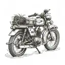Combine a moped with elements of farming tools or crops tattoo design idea