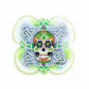 Irish inspired sugar skull shamrocks harp green orange white tattoo design idea