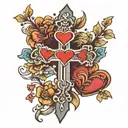 cross with 4 small hearts tattoo tattoo design idea