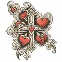 cross with 4 small hearts tattoo tattoo design idea