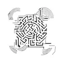 labyrinth with  V and 3 A tattoo design idea