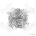 labyrinth with  V and 3 A tattoo design idea