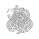 labyrinth with  V and 3 A tattoo design idea