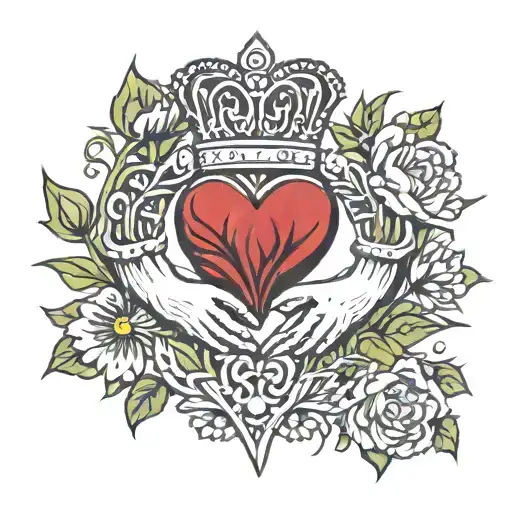 claddagh no crown thistle flowers tattoo design idea