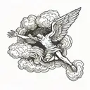 a falling angel falling out of the clouds tattoo design idea