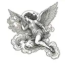 a falling angel falling out of the clouds tattoo design idea