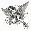 a falling angel falling out of the clouds tattoo design idea