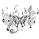 3 butterflies with music notes in the background  tattoo design idea