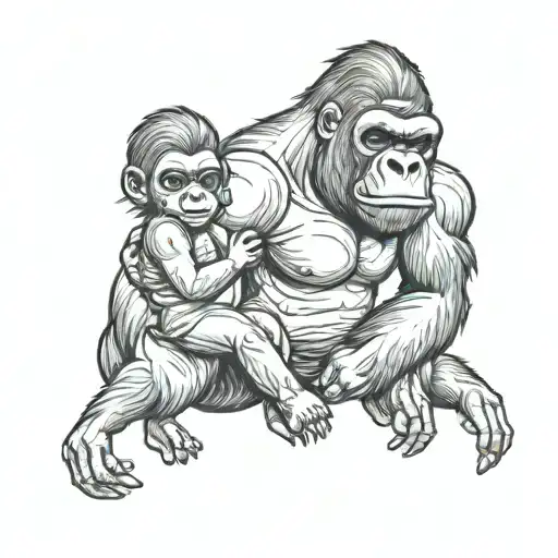 gorilla and baby girl tattoo design idea