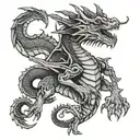 first born baby girl demonic black Dragon tattoo design idea