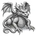 first born baby girl demonic black Dragon tattoo design idea