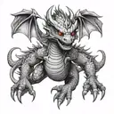 first born baby girl demonic black Dragon tattoo design idea