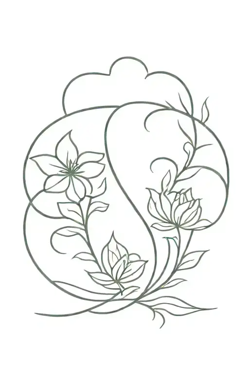 Orpheus and Eurydice flowers intertwined tattoo design idea