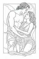 Orpheus and Eurydice simple tattoo design idea