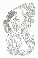 Orpheus and Eurydice simple tattoo design idea