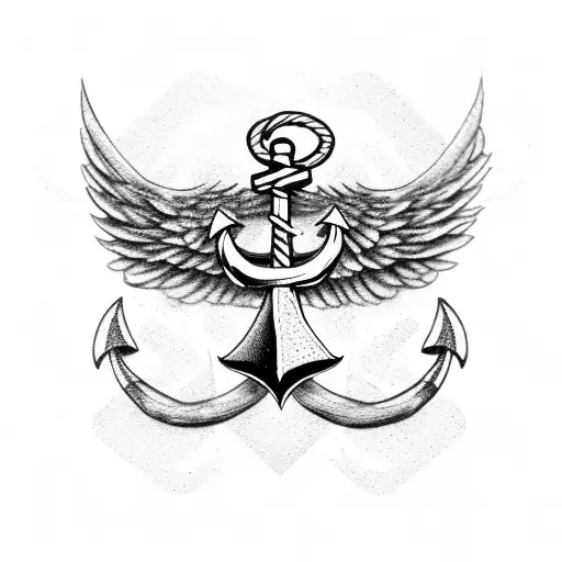 anchor with wings tattoo design idea