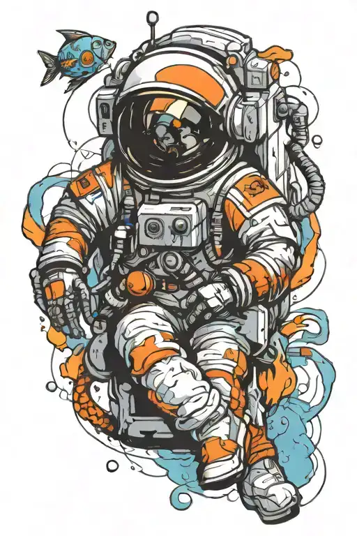 astronaut with fishbowl helmet   tattoo design idea
