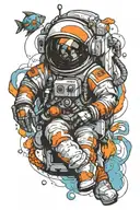 astronaut with fishbowl helmet   tattoo design idea