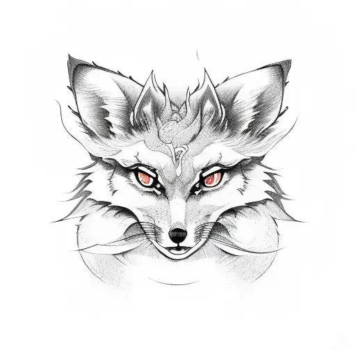kitsune 7 tails tattoo design idea