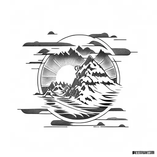 Deschutes river bend Oregon tattoo design idea