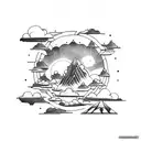 Mount Kailash in clouds tattoo design idea