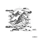 Mount Kailash in clouds tattoo design idea