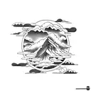Mount Kailash in clouds tattoo design idea