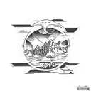 Deschutes river bend Oregon tattoo design idea