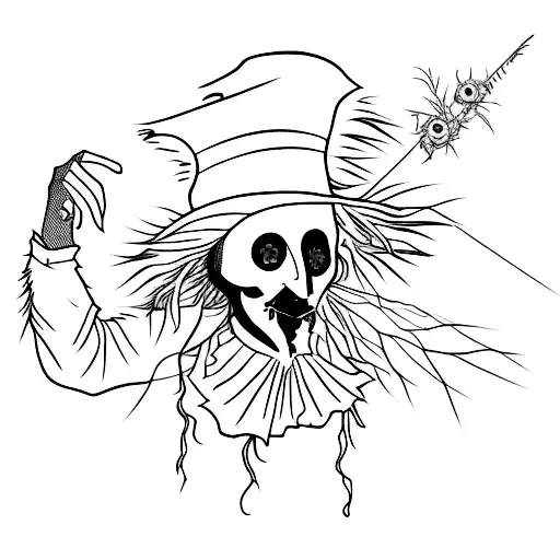 scarecrow edgar allan poe style tattoo design idea