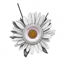 daisy with a stem that says something beautiful remains tattoo design idea