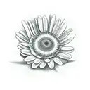 daisy with a stem that says something beautiful remains tattoo design idea