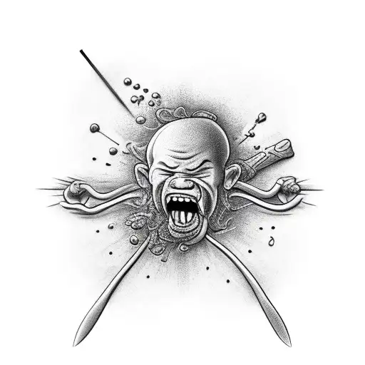 stick man poking his tongue out and crossing his arms  tattoo design idea