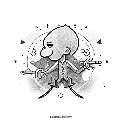 stick man poking his tongue out and crossing his arms  tattoo design idea