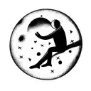 man lying on the back on the moon tattoo design idea
