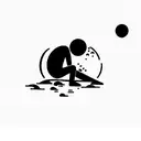 man lying on the back on the moon tattoo design idea