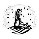 man lying on the back on the moon tattoo design idea