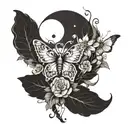 Spinal tattoo showing different phases of the moon combined with butterflies and different flowers tattoo design idea
