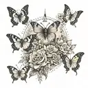 Down the spine showing the phases of the moon combined with butterflies, different flowers, nature, and the universe. tattoo design idea