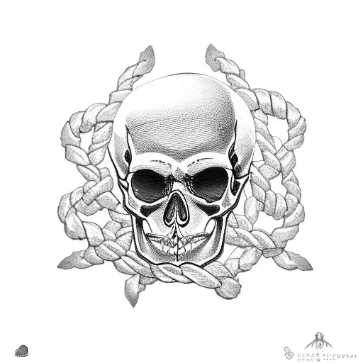 goth skull with shibari rope tattoo design idea
