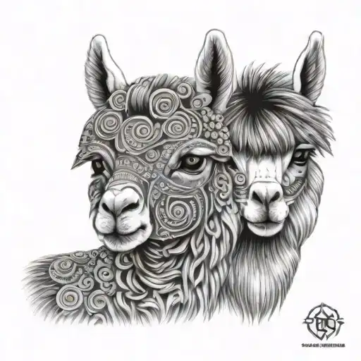 damonic alpaca tattoo design idea