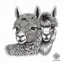 damonic alpaca tattoo design idea